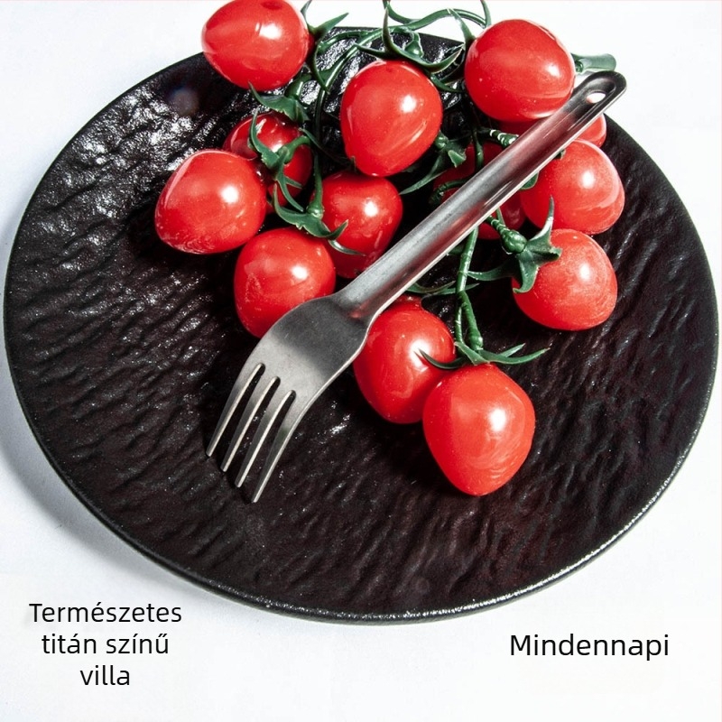 Titánium-ötvözetből készült hosszú nyeletű villa- és kanál készlet, könnyű és hordozható otthoni és kempingezésre, gyümölcsvilla