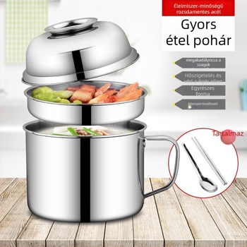 Két rétegű rozsdamentes acél ebédes doboz rekeszekkel és fedéllel, kapacitás 4.1–5 L, mikrohullámú sütő nélküli, felnőtteknek