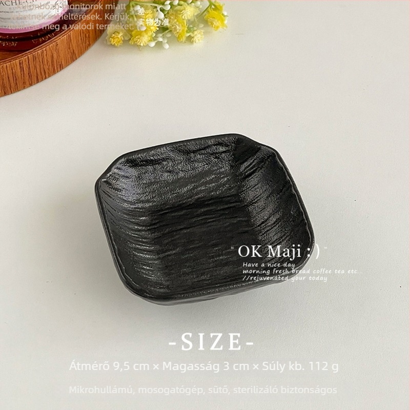 Kerámiás négyszögletes mártogató tálak, japán stílus, skandináv minimalist dizájn, mikrohullámú sütőben használható
