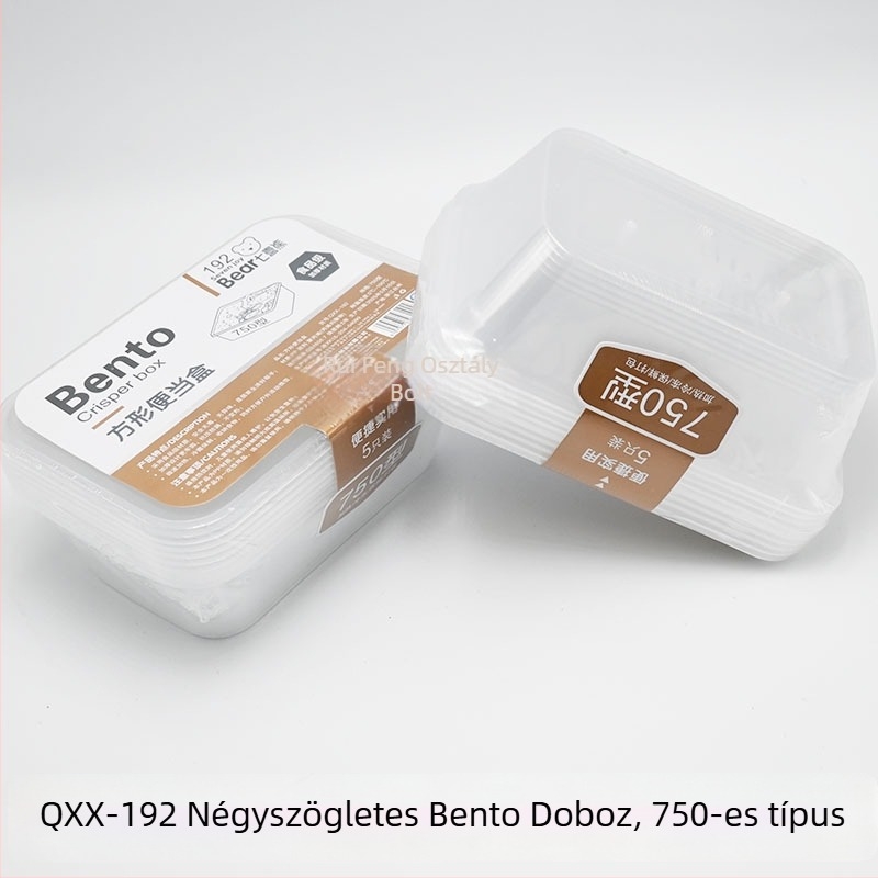 Egyszer használatos műanyag ebédes doboz fedővel, átlátszó, vastagított, téglalap és kör alakú — Seven bears