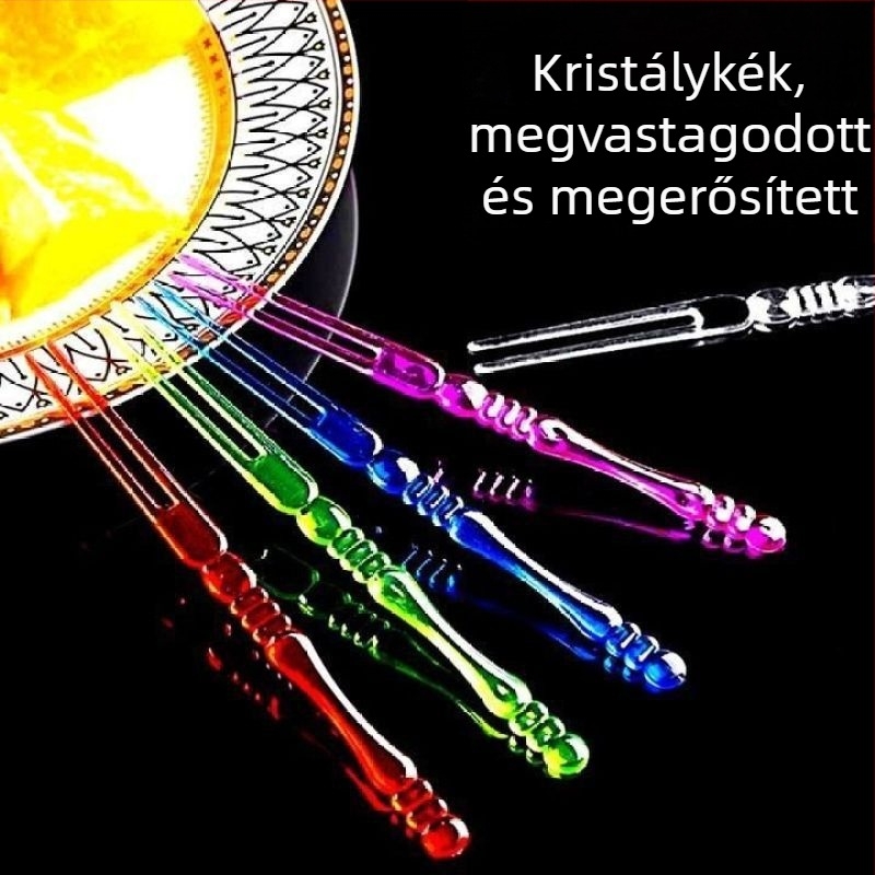 Egyszer használatos műanyag gyümölcsvillák - kis desszertvillák, átlátszó, egyenként csomagolva
