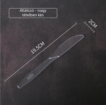 Egyszer használatos kés, villa és kanál készlet – átlátszó műanyag evőeszközök, egyenként csomagolva, 100 darabos csomag