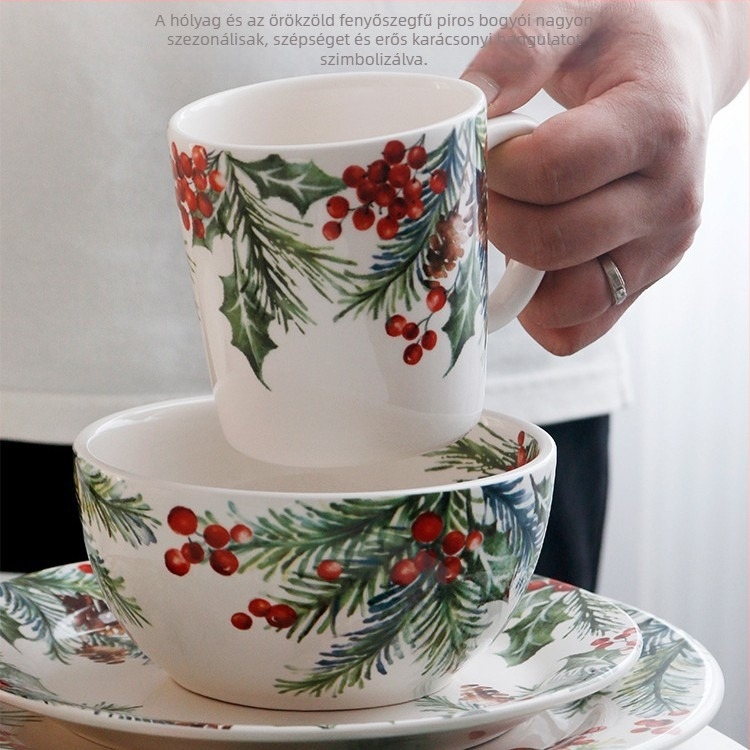 5 darabos skandináv kerámia étkészlet virágos mintával