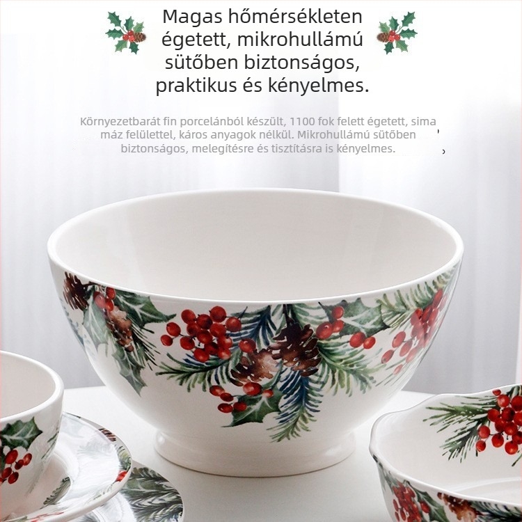 5 darabos skandináv kerámia étkészlet virágos mintával