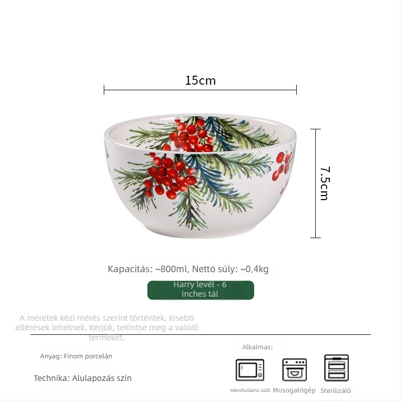 5 darabos skandináv kerámia étkészlet virágos mintával