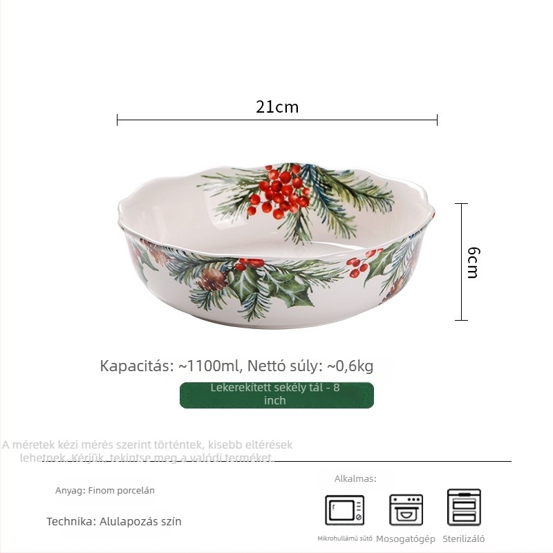 5 darabos skandináv kerámia étkészlet virágos mintával