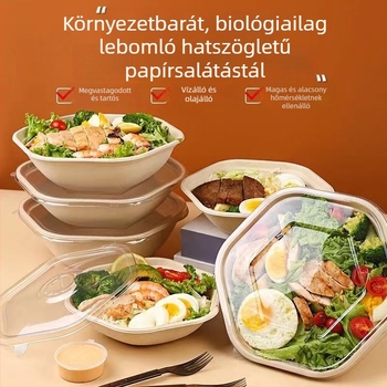 Egyszer használatos hexagonális ebédes doboz — műanyag, mikrohullámú sütő nem használható, logónyomtatás lehetséges, nem lebomló