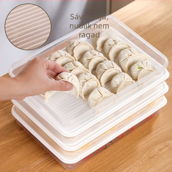 Téglalap alakú töltött gombóc tároló doboz, zárt többrétegű kivitel, élelmiszer-minőségű műanyag, mikrohullámú sütőben használható, kapacitás 1-2 L - Ruichuang