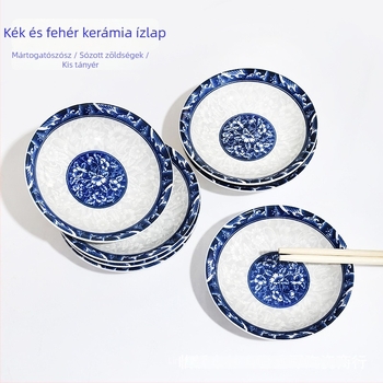 Porcelán kör alakú tál, underglaze díszítéssel, új kínai stílus, mikróban is használható