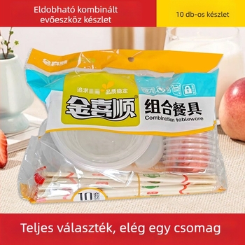 Egyszer használatos étkészlet, 10 fő, kristály műanyag, biológiailag lebomló