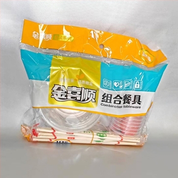 Egyszer használatos étkészlet, 10 fő, kristály műanyag, biológiailag lebomló