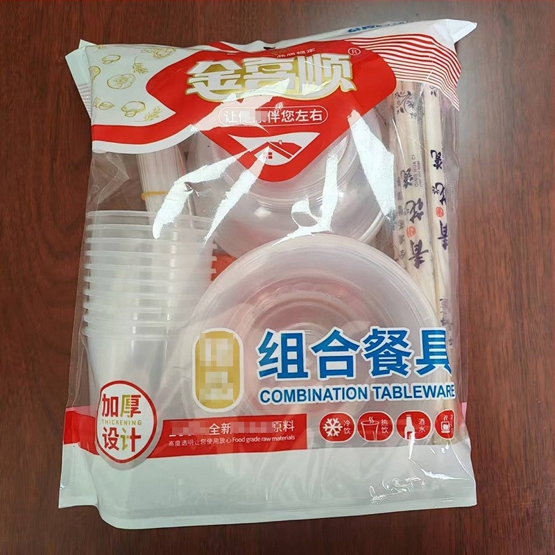 Egyszer használatos étkészlet, 10 fő, kristály műanyag, biológiailag lebomló