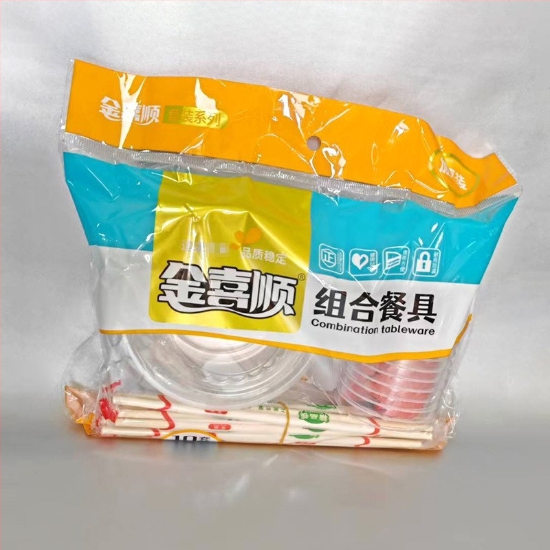 Egyszer használatos étkészlet, 10 fő, kristály műanyag, biológiailag lebomló