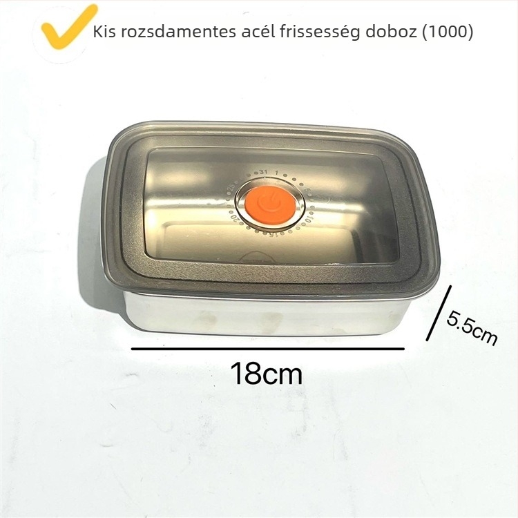 Nemagnetikus 304 rozsdamentes acél étkezési doboz, frissesség megőrzésére, téglalap alakú, mikróhullámú sütőben használható, modern minimalist design, kapacitás 1–2 L