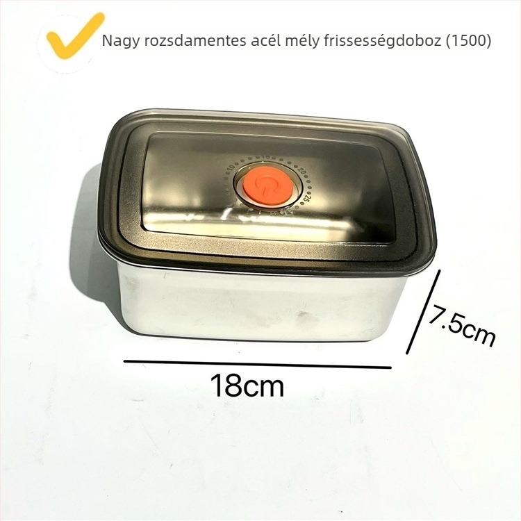 Nemagnetikus 304 rozsdamentes acél étkezési doboz, frissesség megőrzésére, téglalap alakú, mikróhullámú sütőben használható, modern minimalist design, kapacitás 1–2 L