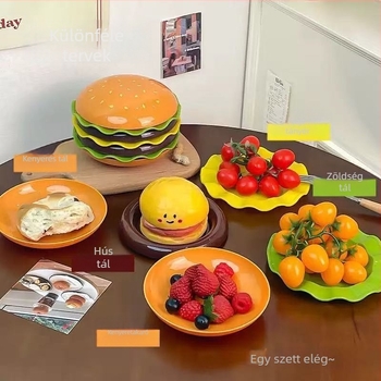 Hamburger formájú csonttál, modern-minimalista stílus, más anyagból, mikrohullámú sütő nem alkalmas