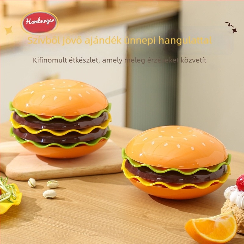 Hamburger formájú csonttál, modern-minimalista stílus, más anyagból, mikrohullámú sütő nem alkalmas