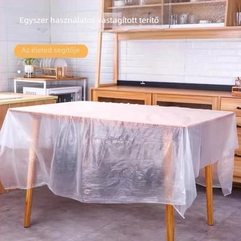 Egyszer használatos műanyag asztalterítő, vízálló és zsíroldó, kerek, négyzet vagy téglalap alakú, vastagság 0,8 mm, csomag 25 darab