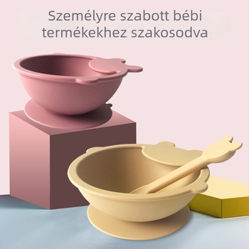 Taihexin babaszsilikon szívó tál szett, karikatúra dizájnnal, kanál a készletben, 6 hónaptól ajánlott