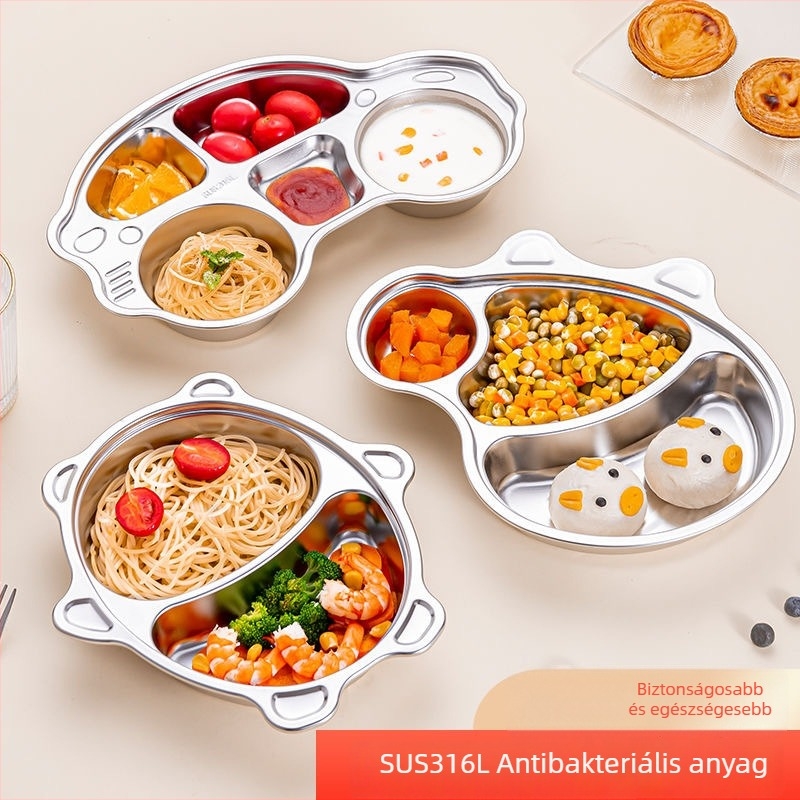 Paniton 316-os rozsdamentes acél gyerekeknek háromrekeszes étkezőtál, 3 hónapos kortól