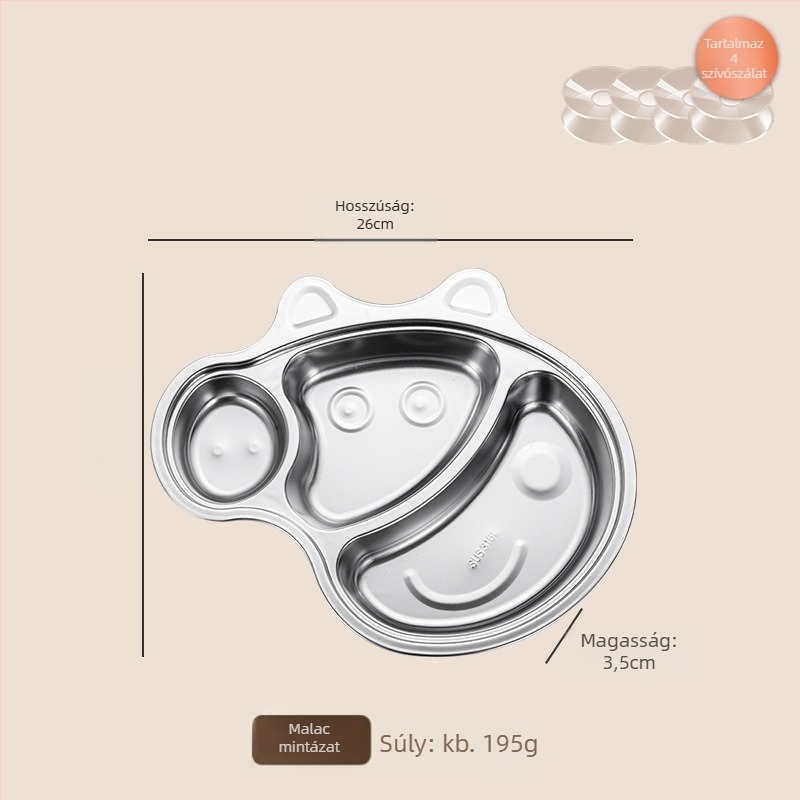 Paniton 316-os rozsdamentes acél gyerekeknek háromrekeszes étkezőtál, 3 hónapos kortól