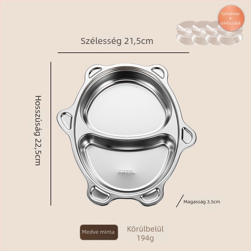 Paniton 316-os rozsdamentes acél gyerekeknek háromrekeszes étkezőtál, 3 hónapos kortól