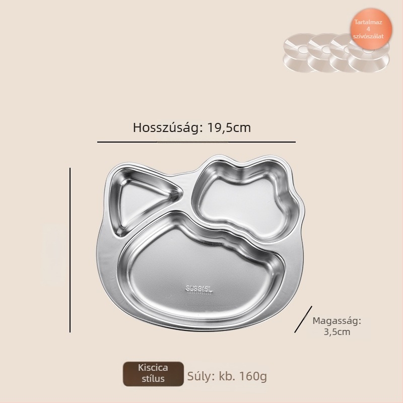 Paniton 316-os rozsdamentes acél gyerekeknek háromrekeszes étkezőtál, 3 hónapos kortól