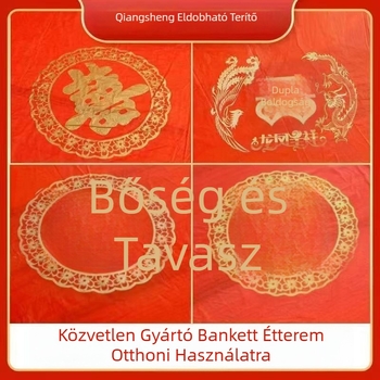 Egyszer használatos kerek esküvői terítő, boldogság motívummal, testreszabható