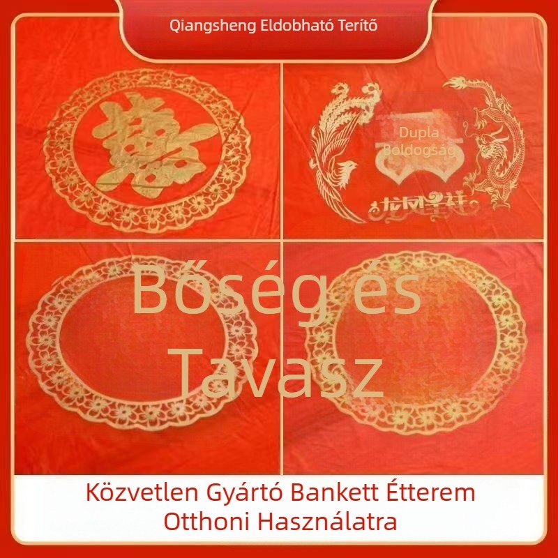 Egyszer használatos kerek esküvői terítő, boldogság motívummal, testreszabható