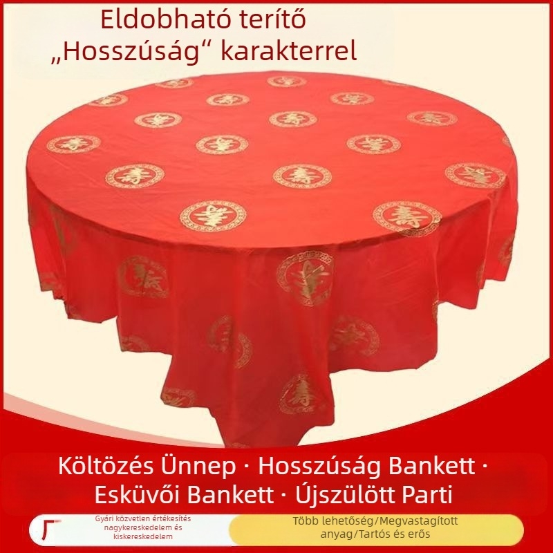 Egyszer használatos kerek esküvői terítő, boldogság motívummal, testreszabható