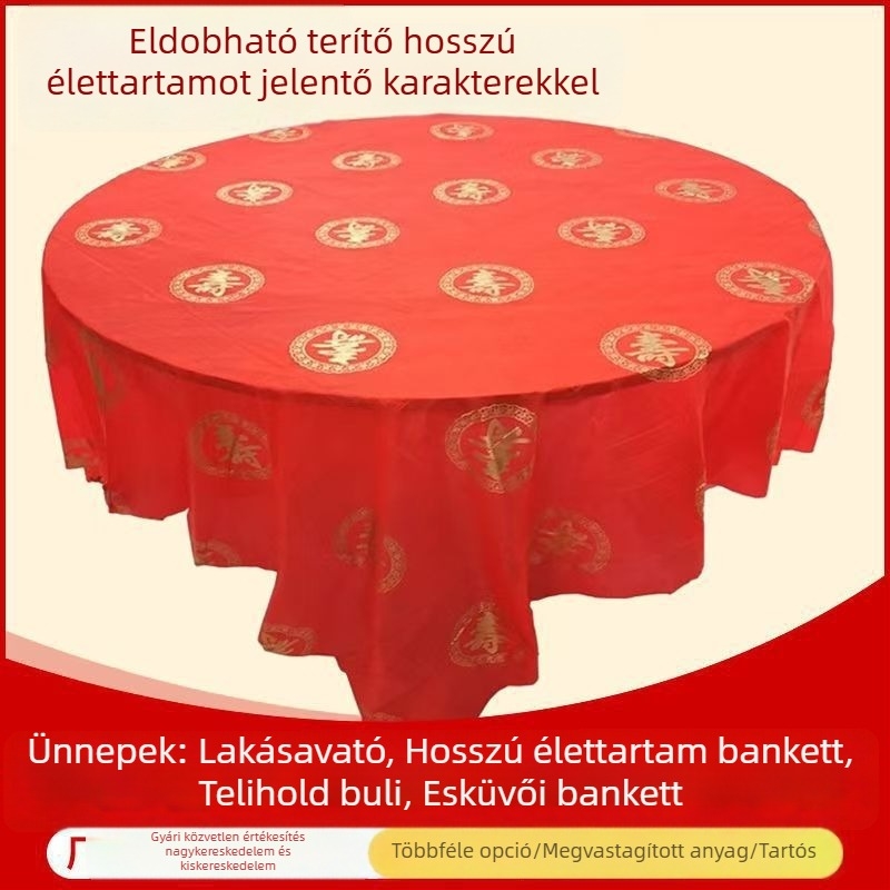 Egyszer használatos kerek esküvői terítő, boldogság motívummal, testreszabható