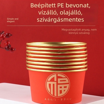 Egyszer használatos papírtál, vastag, kör alakú, 550 ml kapacitású, logóval