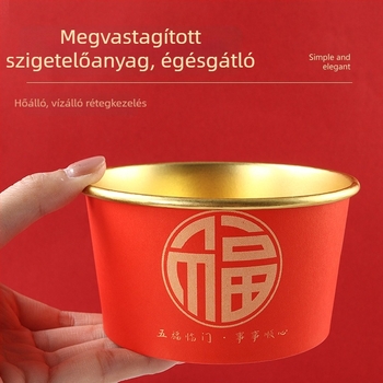 Egyszer használatos papírtál, vastag, kör alakú, 550 ml kapacitású, logóval