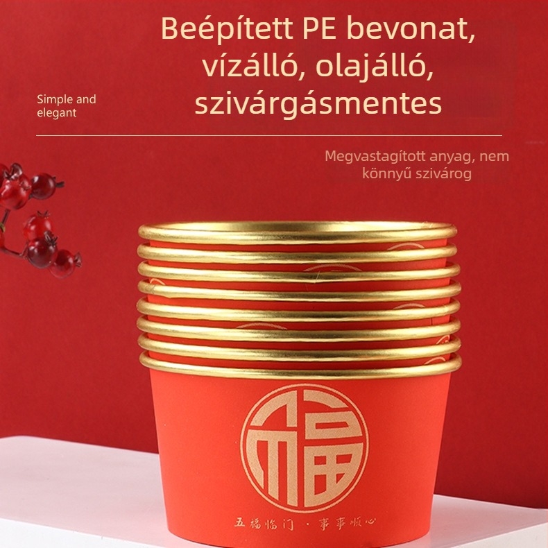 Egyszer használatos papírtál, vastag, kör alakú, 550 ml kapacitású, logóval