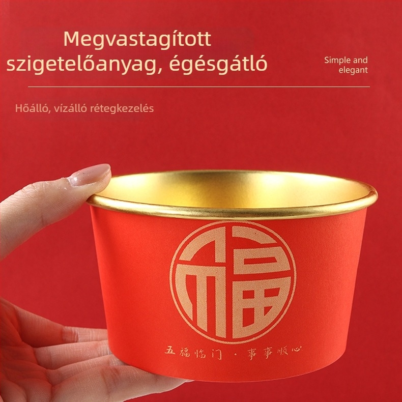Egyszer használatos papírtál, vastag, kör alakú, 550 ml kapacitású, logóval