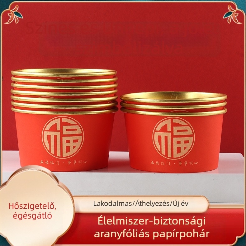 Egyszer használatos papírtál, vastag, kör alakú, 550 ml kapacitású, logóval
