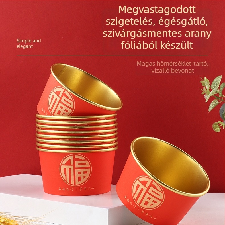 Egyszer használatos papírtál, vastag, kör alakú, 550 ml kapacitású, logóval