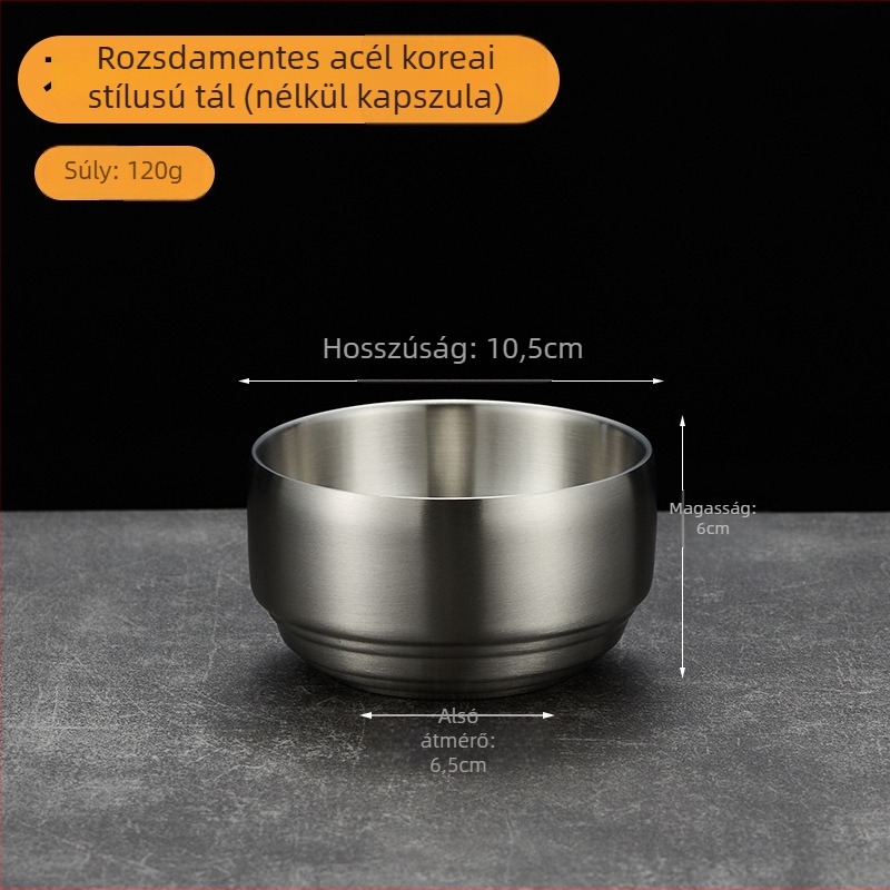 304 rozsdamentes acélból készült kétszintes rizses tál fedővel, gyerekeknek, aranyozott felülettel