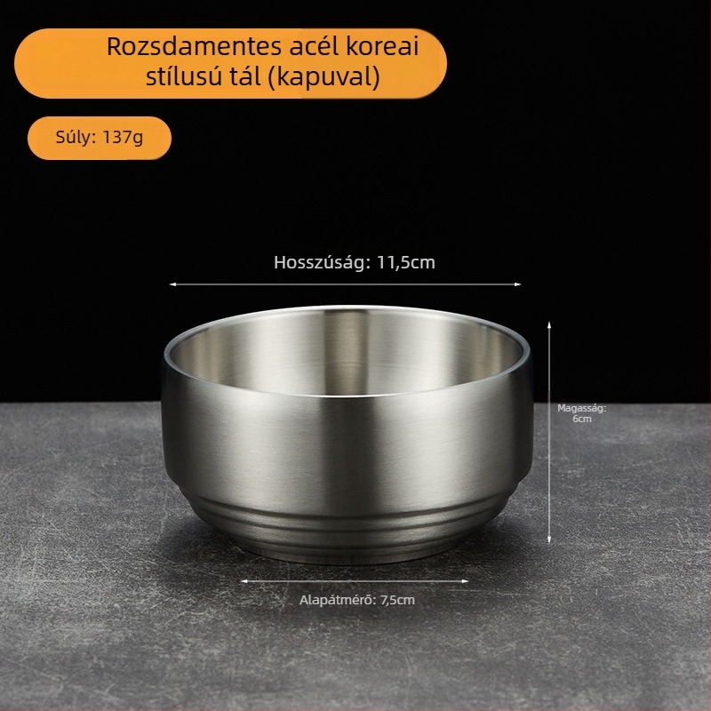 304 rozsdamentes acélból készült kétszintes rizses tál fedővel, gyerekeknek, aranyozott felülettel