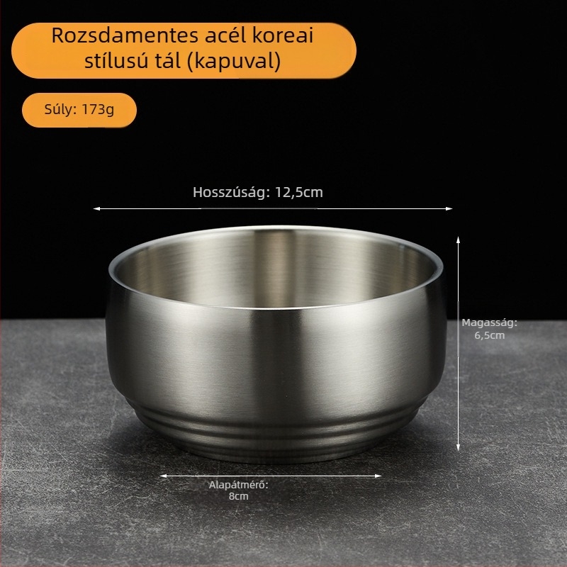 304 rozsdamentes acélból készült kétszintes rizses tál fedővel, gyerekeknek, aranyozott felülettel