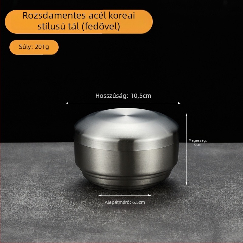 304 rozsdamentes acélból készült kétszintes rizses tál fedővel, gyerekeknek, aranyozott felülettel