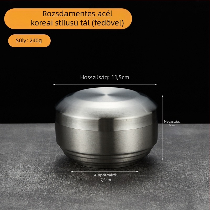 304 rozsdamentes acélból készült kétszintes rizses tál fedővel, gyerekeknek, aranyozott felülettel