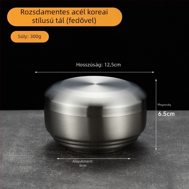 304 rozsdamentes acélból készült kétszintes rizses tál fedővel, gyerekeknek, aranyozott felülettel