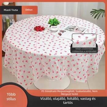 Egyszer használatos műanyag asztalterítő, vastagított, olajálló, nyomtatott, szállodák, éttermek és otthon számára (téglalap vagy kerek) – piknik kendő