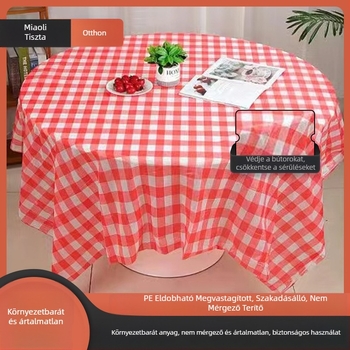 Egyszer használatos műanyag asztalterítő, vastagított, olajálló, nyomtatott, szállodák, éttermek és otthon számára (téglalap vagy kerek) – piknik kendő