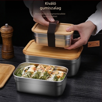 304 rozsdamentes acél ebédes doboz, négyszögletes alak, japán egyszerű stílus, 1–2 L kapacitás