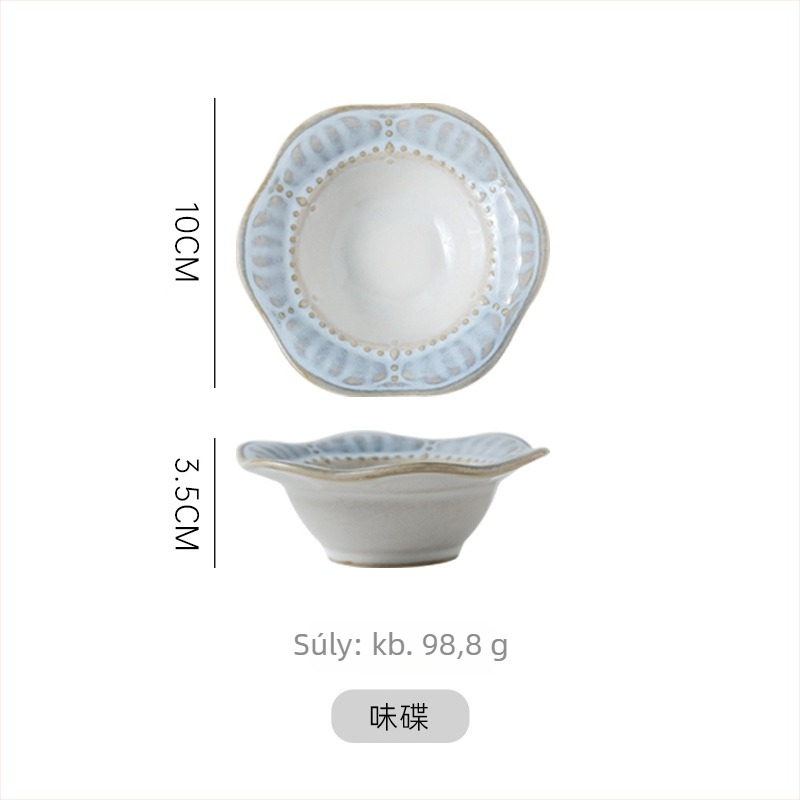 Sumeiji porcelán étkészlet rizses tálak és tányérok – mikróhullámú sütőben használható, francia relief motívum, logó nyomtatás és testreszabás elérhető
