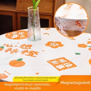 Egyszer használatos kerek műanyag asztalterítő karikatúra nyomtatással és húzózsinórral