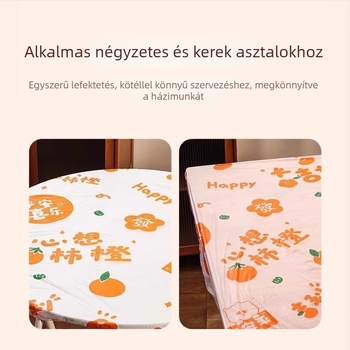 Egyszer használatos kerek műanyag asztalterítő karikatúra nyomtatással és húzózsinórral