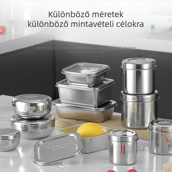 304 rozsdamentes acél téglalap alakú ételminta doboz fedővel, 301–500 ml, iskolai és konyhai használatra